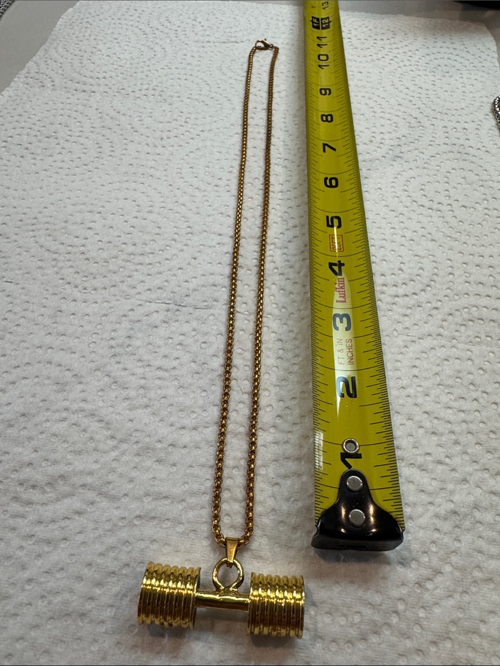 Source Unknown Gold Dumbbell Pendant Necklace